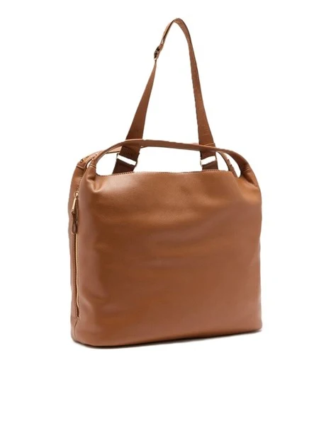 BORSA A MANO GRANDE CON MANICI E TRACOLLA DONNA MARRONE