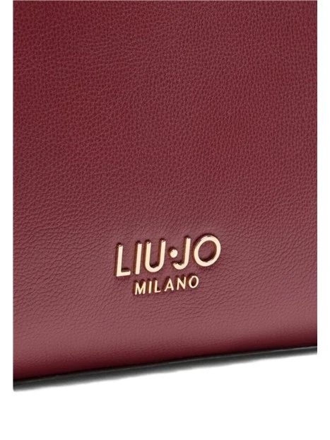 BORSA A SPALLA CON LOGO E MOTIVO ZIP LATERALE DONNA BORDEAUX