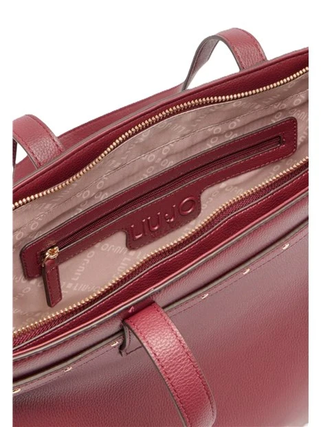 BORSA A SPALLA CON LOGO E MOTIVO ZIP LATERALE DONNA BORDEAUX
