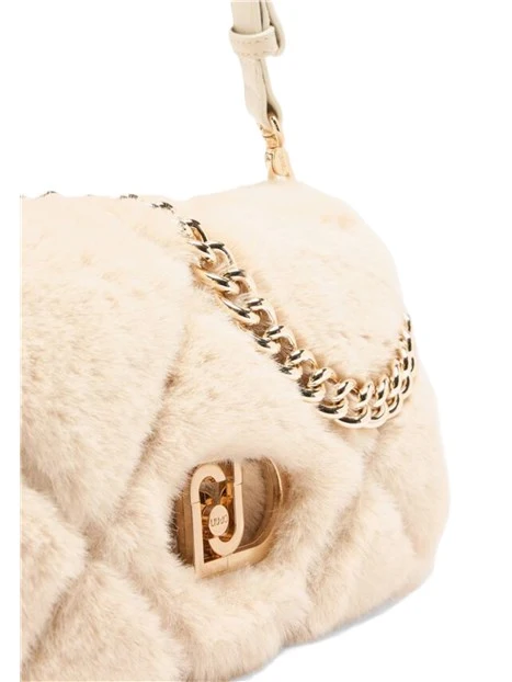 BORSA A SPALLA EFFETTO PELLICCIA DONNA AVORIO