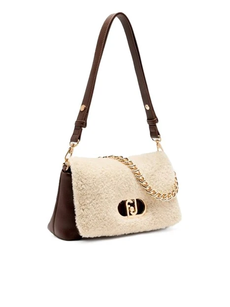 BORSA A SPALLA CON INSERTI EFFETTO BOTTALATO DONNA MARRONE
