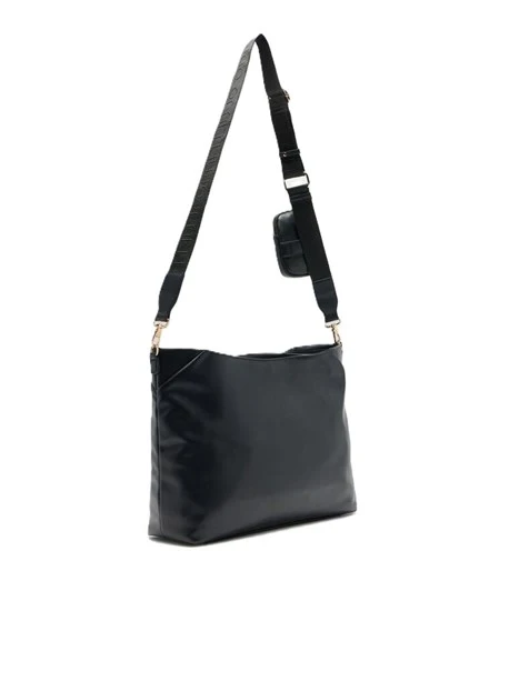 BORSA A SPALLA CON POUCH LOGATO DONNA NERO