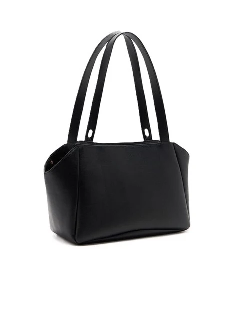 BORSA A SPALLA CON LOGO E CHARM DONNA NERO