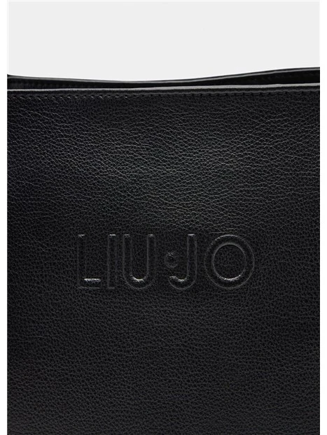 BORSA A SPALLA CON LOGO E CHARM DONNA NERO
