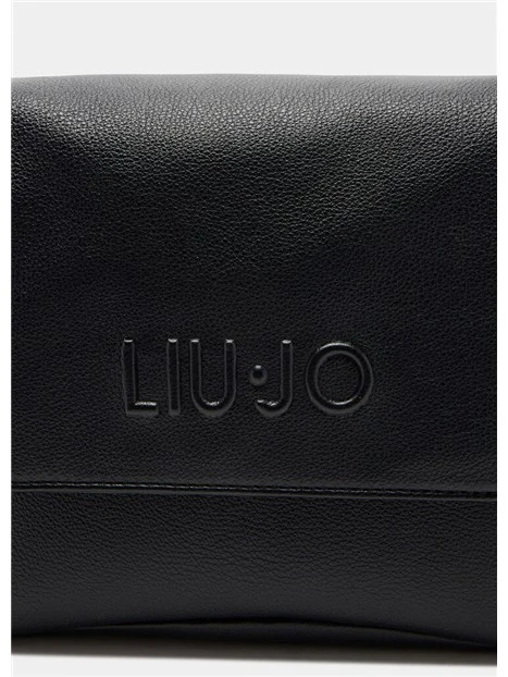 BORSA A SPALLA CON LOGO E TASCA SUL RETRO DONNA NERO