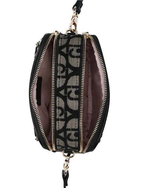 BORSA A TRACOLLA IN TESSUTO JACQUARD CON LOGO A RILIEVO DONNA NERO