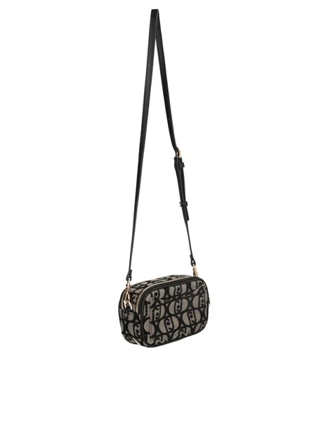 BORSA A TRACOLLA IN TESSUTO JACQUARD CON LOGO A RILIEVO DONNA NERO