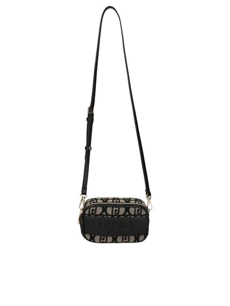 BORSA A TRACOLLA IN TESSUTO JACQUARD CON LOGO A RILIEVO DONNA NERO