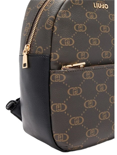 ZAINO CON STAMPA LOGO E TASCA FRONTALE DONNA NERO