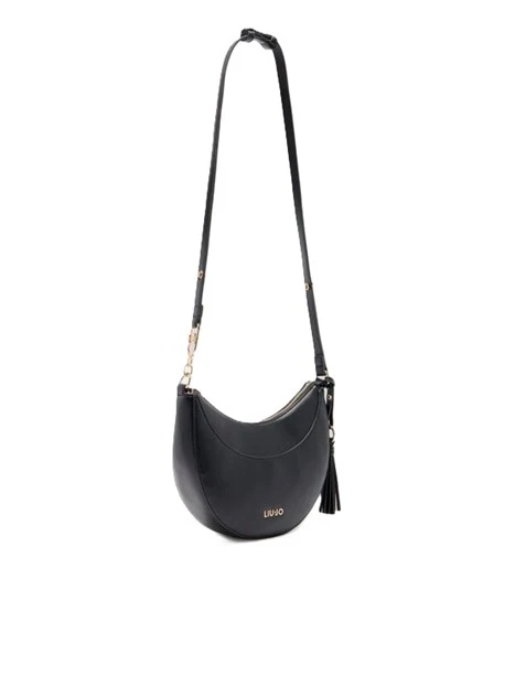 BORSA A SPALLA HOBO EFFETTO BOTTALATO DONNA NERO