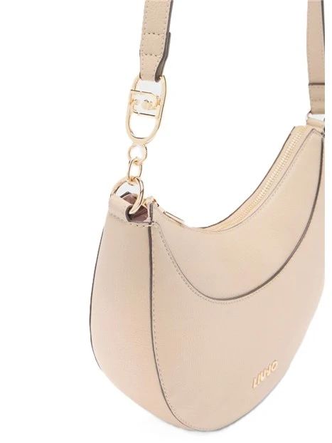 BORSA A TRACOLLA CON LOGO IN METALLO E CHARM DONNA BEIGE