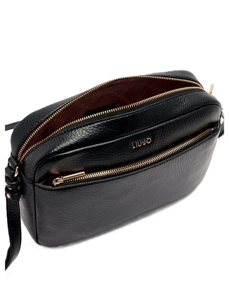 BORSA A TRACOLLA CON ZIP E TASCA ANTERIORE DONNA NERO