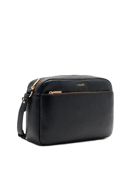 BORSA A TRACOLLA CON ZIP E TASCA ANTERIORE DONNA NERO