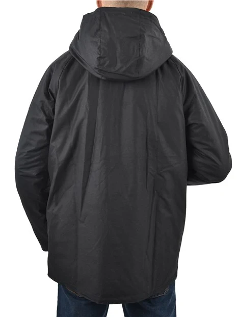 GIACCA CERATA CON CAPPUCCIO UOMO NERO