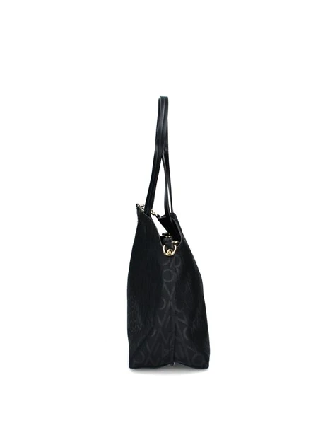 BORSA A SPALLA IN ECOPELLE CON FANTASIA ALL OVER DONNA NERO