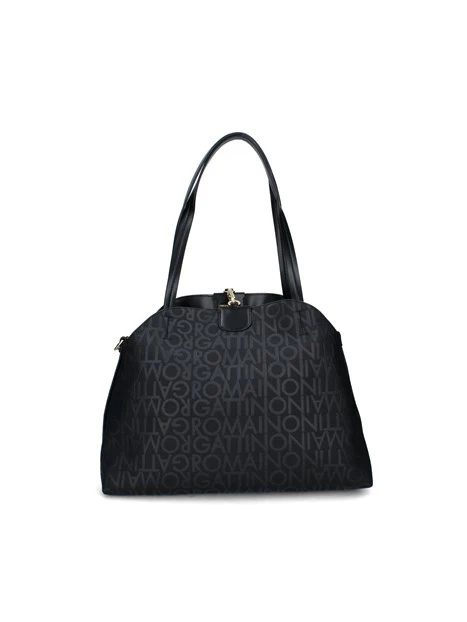 BORSA A SPALLA IN ECOPELLE CON FANTASIA ALL OVER DONNA NERO