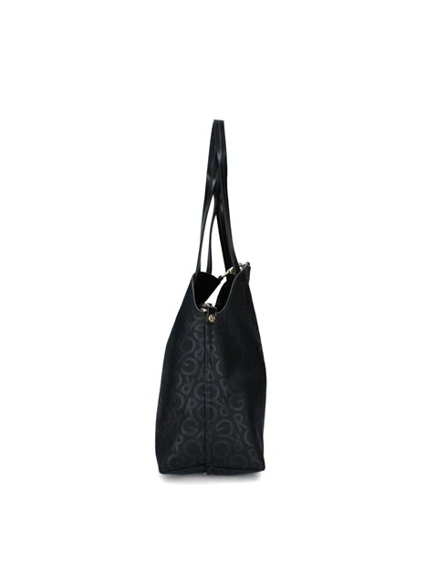BORSA A SPALLA IN ECOPELLE CON FANTASIA ALL OVER DONNA NERO