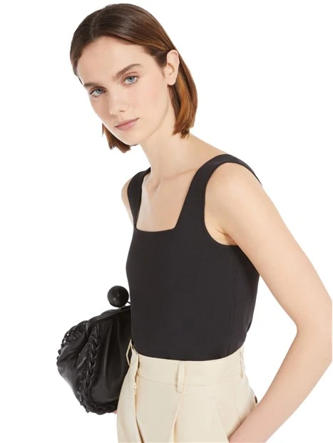 TOP CROP IN VISCOSA JACQUARD DONNA NERO