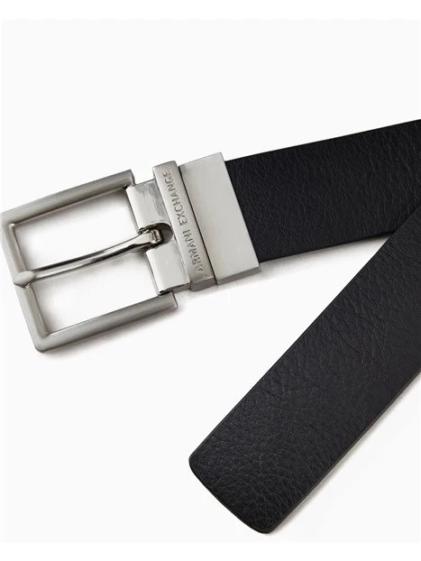 CINTURA IN PELLE CON FIBBIA RETTANGOLARE UOMO NERO