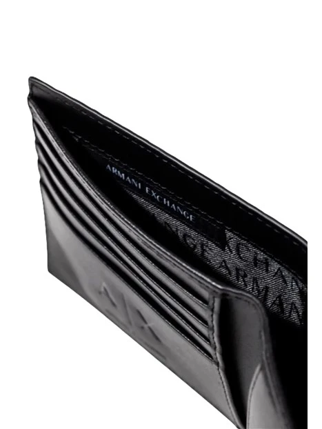 PORTAFOGLIO COMPATTO IN PELLE UOMO NERO