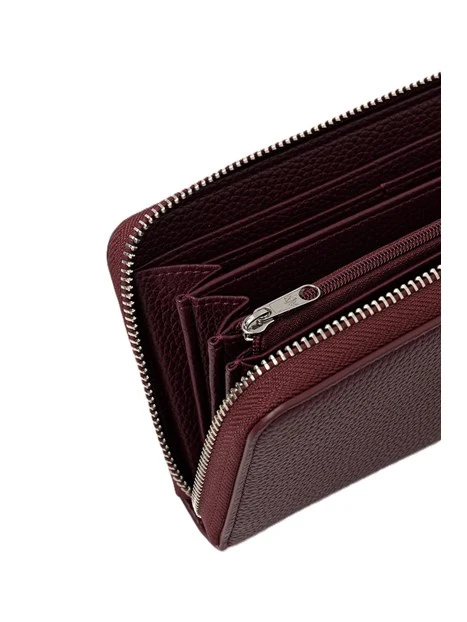 PORTAFOGLIO GRANDE CON LOGO E ZIP DONNA BORDEAUX