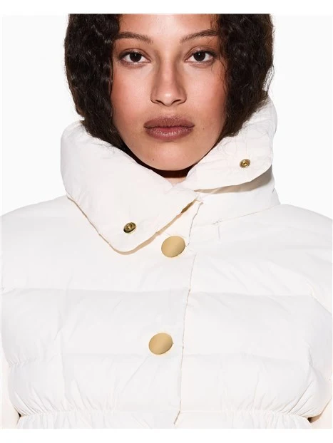 PIUMINO CON BOTTONI FRONTALI  E ZIP DONNA BIANCO