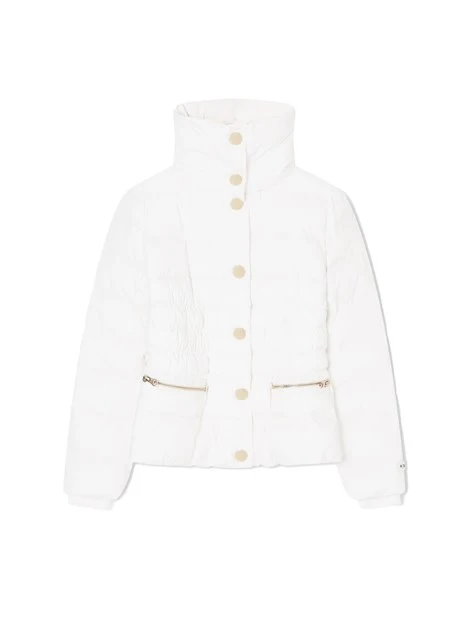 PIUMINO CON BOTTONI FRONTALI  E ZIP DONNA BIANCO