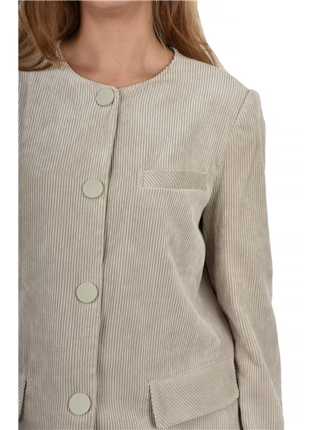 GIACCA CORTA IN VELLUTO A COSTE DONNA BEIGE