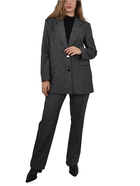 PANTALONI CHINO CON TASCHE LATERALI E POSTERIORI A FILETTO DONNA GRIGIO