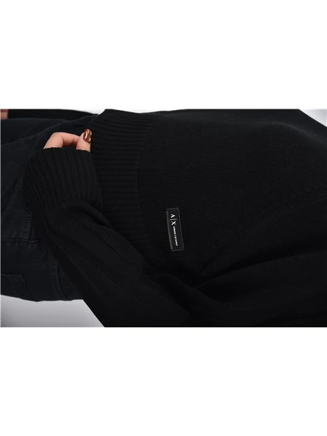 MAGLIA GIROCOLLO CROP CON CAPPUCCIO DONNA  NERO