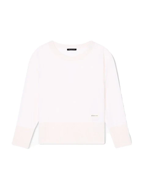 MAGLIA CON SCOLLO A BARCA CON LAVORAZIONE A COSTINE DONNA BIANCO