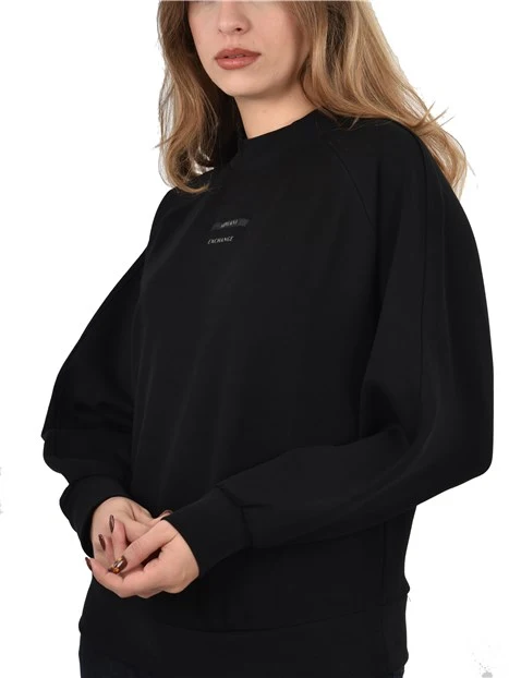 FELPA GIROCOLLO CON LOGO FRONTALE  DONNA NERO