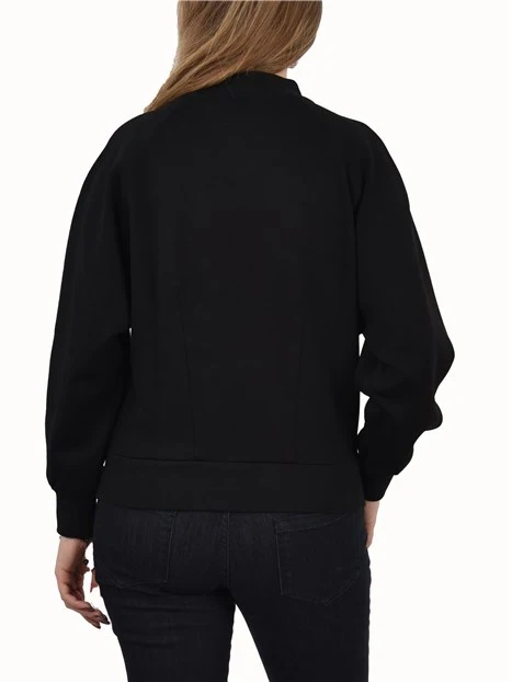 FELPA GIROCOLLO CON LOGO FRONTALE  DONNA NERO