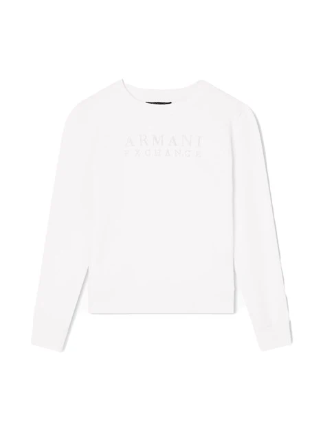 FELPA GIROCOLLO CON LOGO E DETTAGLI IN MAGLIA DONNA BIANCO