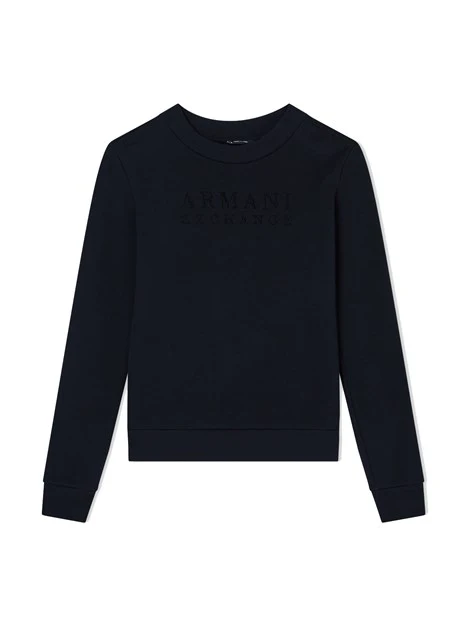 FELPA GIROCOLLO CON LOGO E DETTAGLI IN MAGLIA DONNA NERO