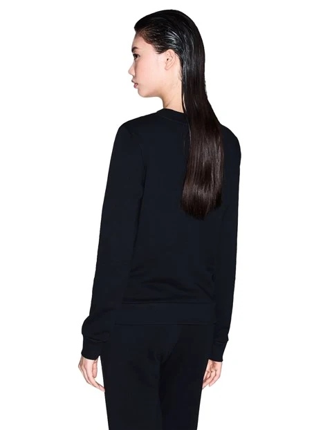 FELPA GIROCOLLO CON LOGO E DETTAGLI IN MAGLIA DONNA NERO