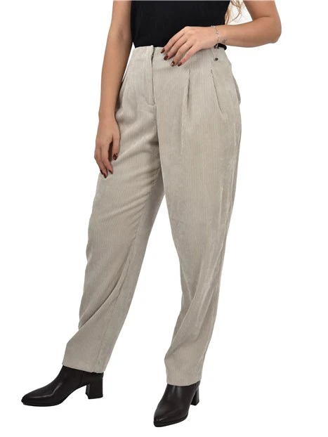 PANTALONI CHINO IN VELLUTO A COSTE DONNA BEIGE