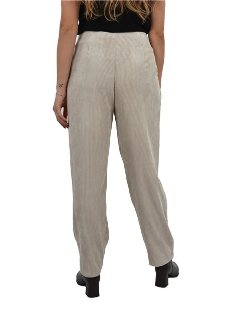 PANTALONI CHINO IN VELLUTO A COSTE DONNA BEIGE