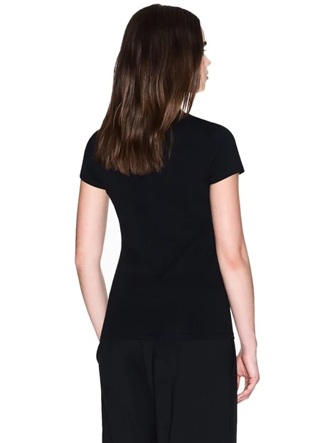 T SHIRT  CON LOGO IN STRASS DONNA NERO