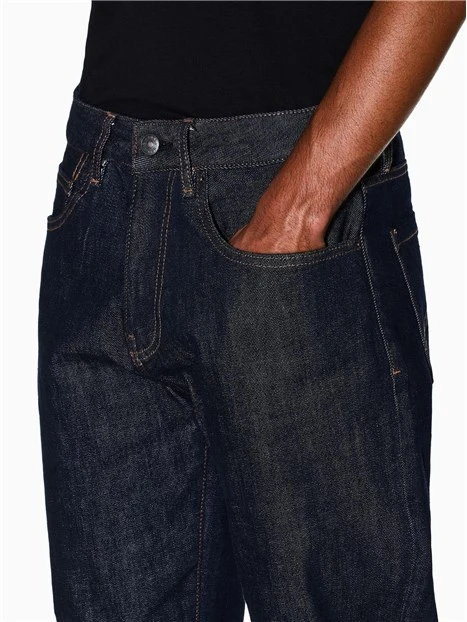 JEANS REGULAR CON CUCITURE A CONTRASTO UOMO BLU