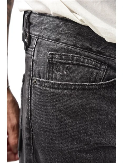 JEANS REGULAR CON DETTAGLIO LOGO POSTERIORE UOMO NERO