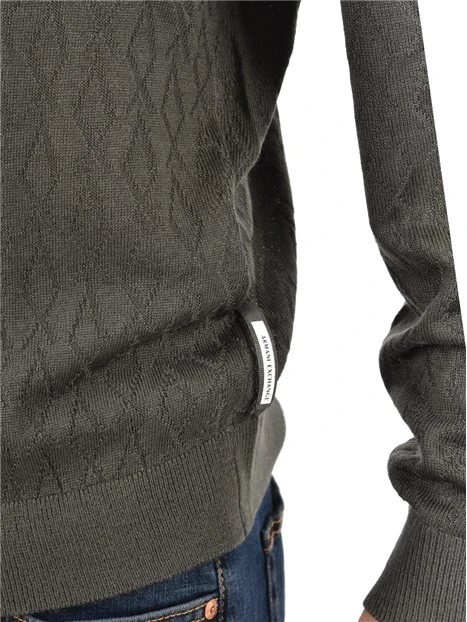 MAGLIA GIROCOLLO CON MOTIVO MONOGRAM UOMO VERDE