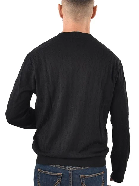 MAGLIA GIROCOLLO CON MOTIVO MONOGRAM UOMO NERO
