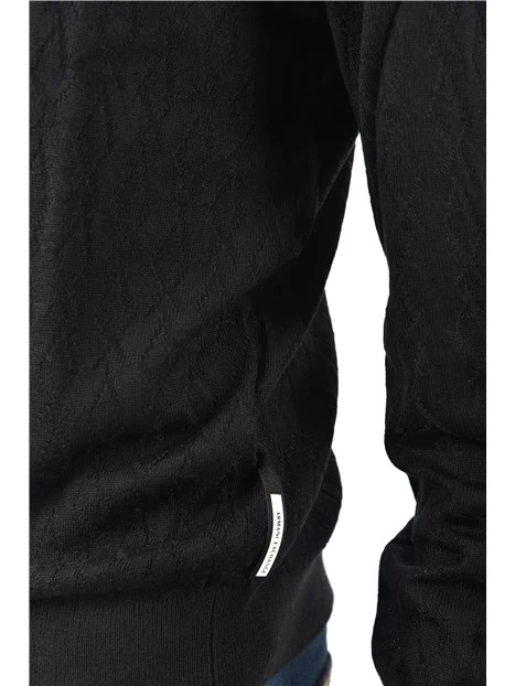 MAGLIA GIROCOLLO CON MOTIVO MONOGRAM UOMO NERO