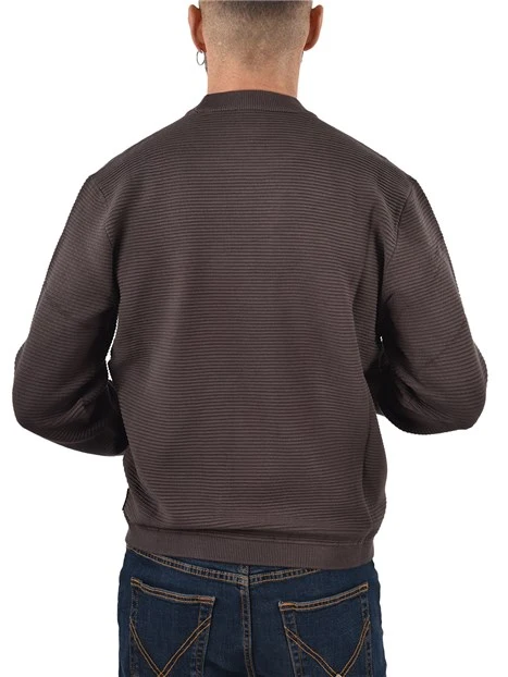 MAGLIA GIROCOLLO A COSTE ORIZZONTALI UOMO MARRONE