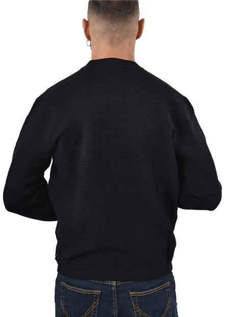 MAGLIA GIROCOLLO A COSTE ORIZZONTALI UOMO BLU