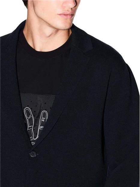 GIACCA MONOPETTO CON TASCHE FRONTALI UOMO NERO