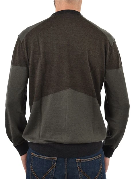 MAGLIA GIROCOLLO BICOLORE IN MISTO LANA UOMO BEIGE