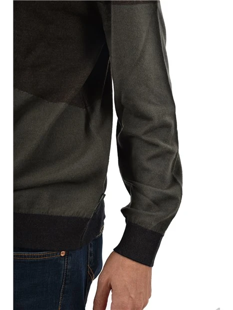 MAGLIA GIROCOLLO BICOLORE IN MISTO LANA UOMO BEIGE