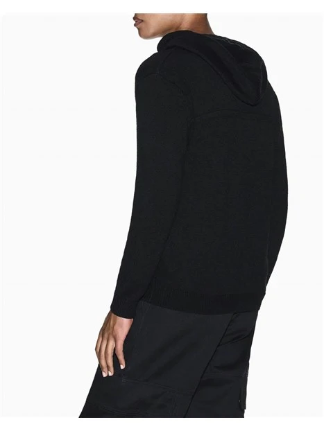 CARDIGAN CON ZIP E CAPPUCCIO UOMO NERO